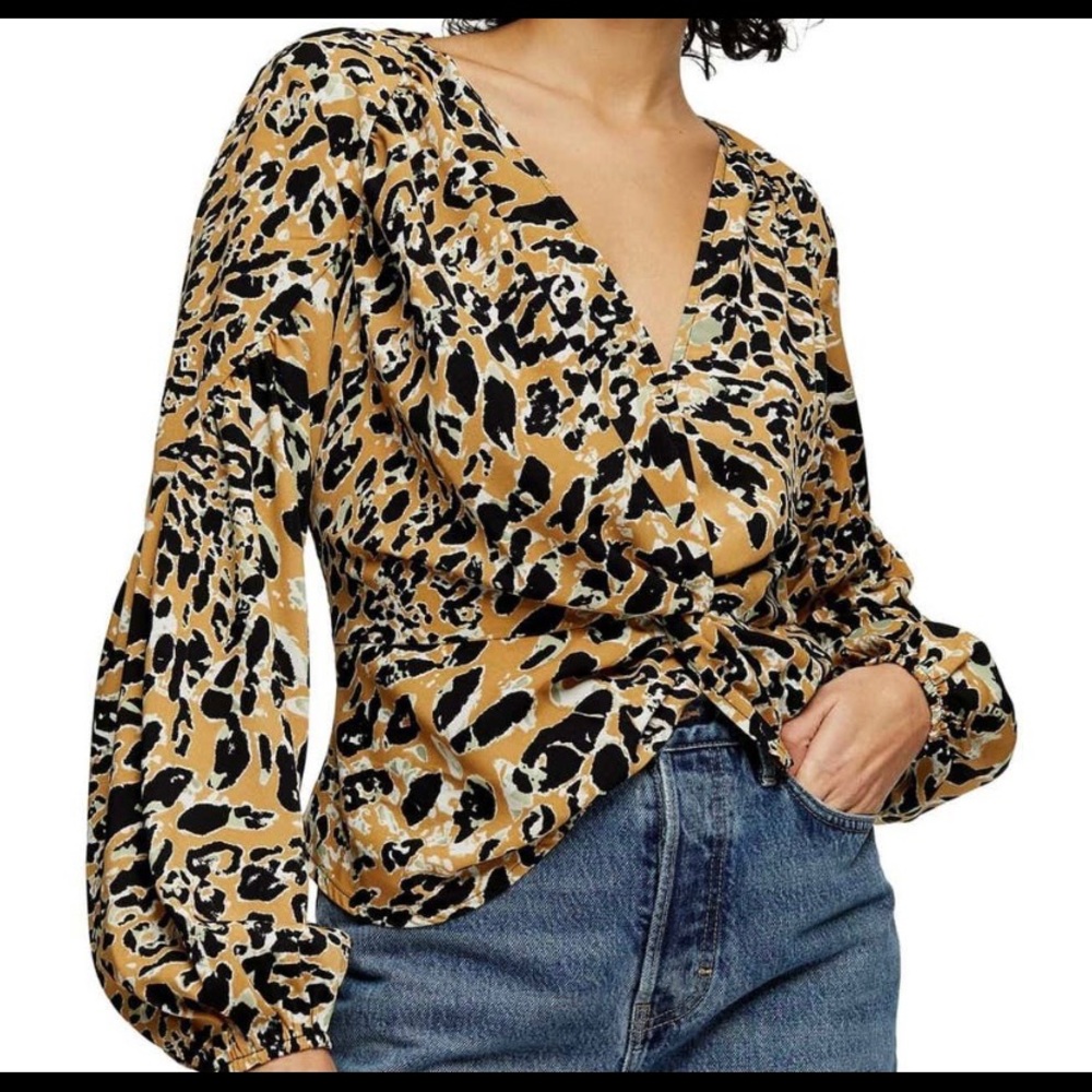 Topshop twist front long sleeve top